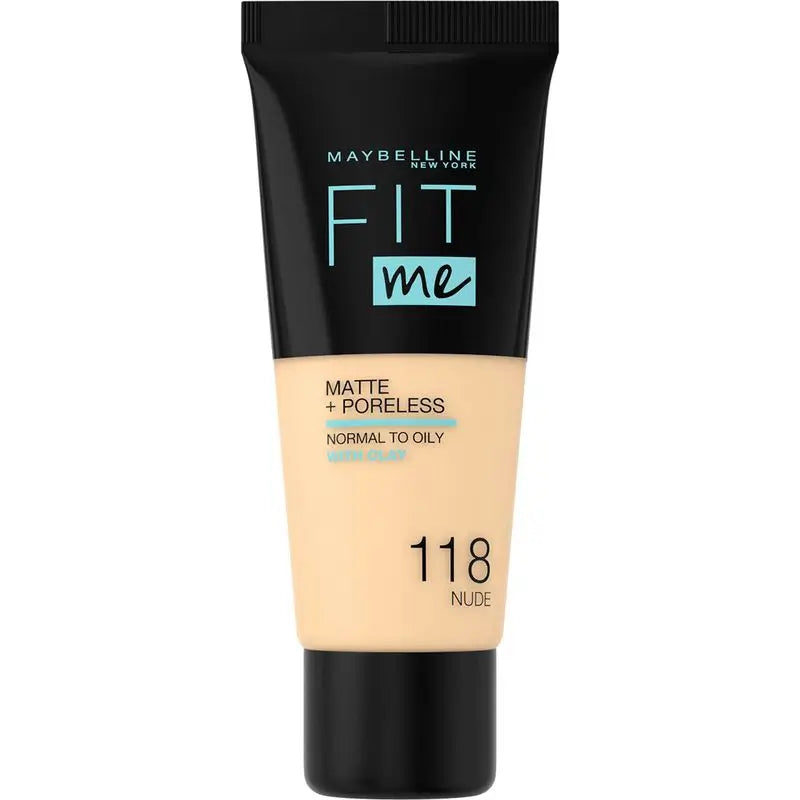 Maybelline New York Fit Me Matte & Refine Foundation Fondotinta Ombra 118 Nude Si adatta alla tonalità e alla texture della pelle - 30ml