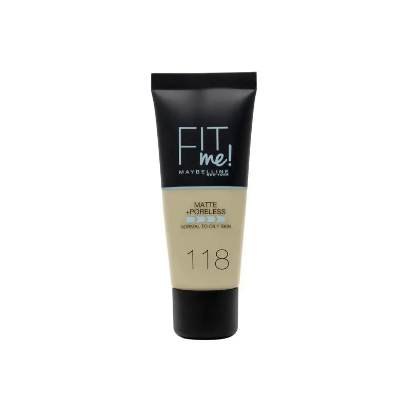 Maybelline New York Fit Me Matte & Refine Foundation Fondotinta Ombra 118 Nude Si adatta alla tonalità e alla texture della pelle - 30ml