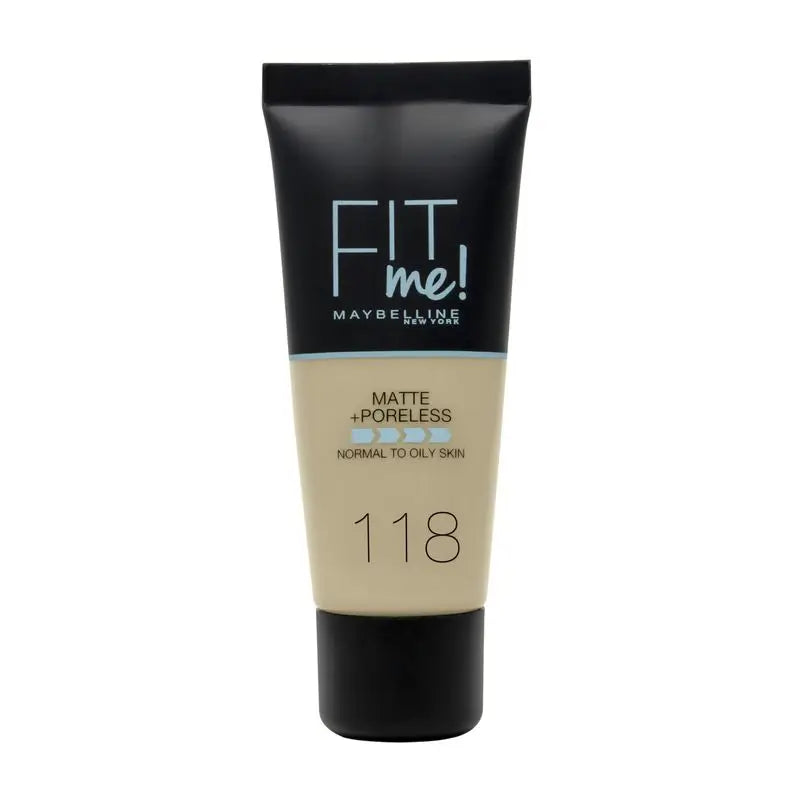 Maybelline New York Fit Me Matte & Refine Foundation Fondotinta Ombra 118 Nude Si adatta alla tonalità e alla texture della pelle - 30ml