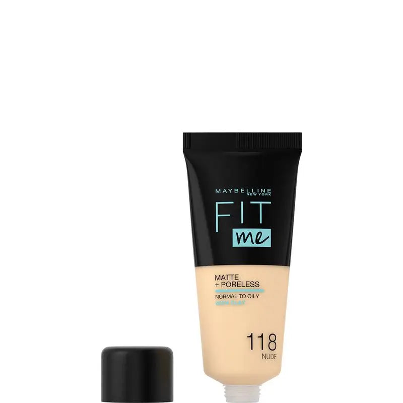 Maybelline New York Fit Me Matte & Refine Foundation Fondotinta Ombra 118 Nude Si adatta alla tonalità e alla texture della pelle - 30ml