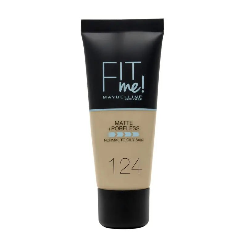 Maybelline New York Fit Me Matte & Refine Foundation Fondotinta Ombra 124 Sabbia Morbida Corrisponde alla tonalità e alla consistenza della pelle Mediamente Leggero - 30Ml