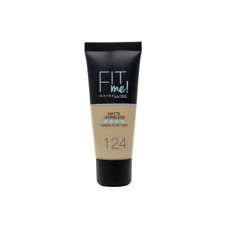 Maybelline New York Fit Me Matte & Refine Foundation Fondotinta Ombra 124 Sabbia Morbida Corrisponde alla tonalità e alla consistenza della pelle Mediamente Leggero - 30Ml