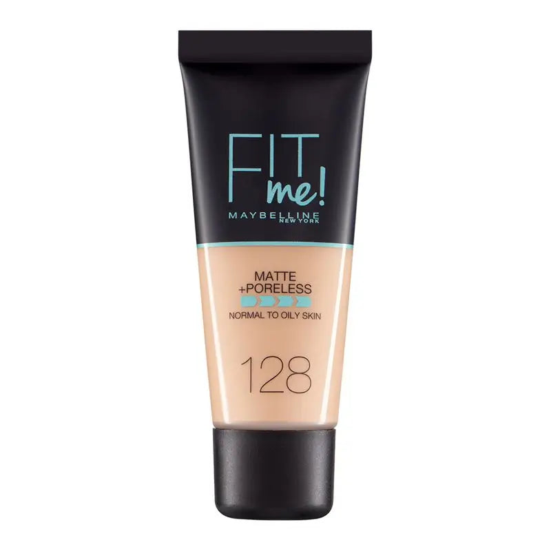 Maybelline New York Fit Me Matte & Refine Foundation Fondotinta Ombra 128 Warm Nude Si adatta alla tonalità della pelle e alla texture medio-leggera - 30ml