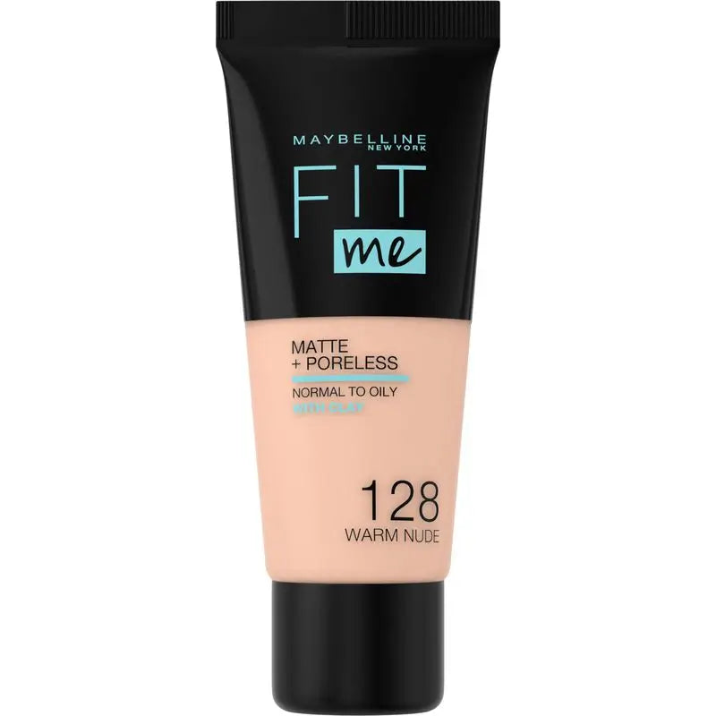 Maybelline New York Fit Me Matte & Refine Foundation Fondotinta Ombra 128 Warm Nude Si adatta alla tonalità della pelle e alla texture medio-leggera - 30ml