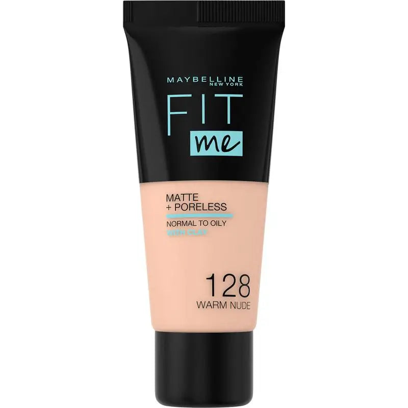 Maybelline New York Fit Me Matte & Refine Foundation Fondotinta Ombra 128 Warm Nude Si adatta alla tonalità della pelle e alla texture medio-leggera - 30ml