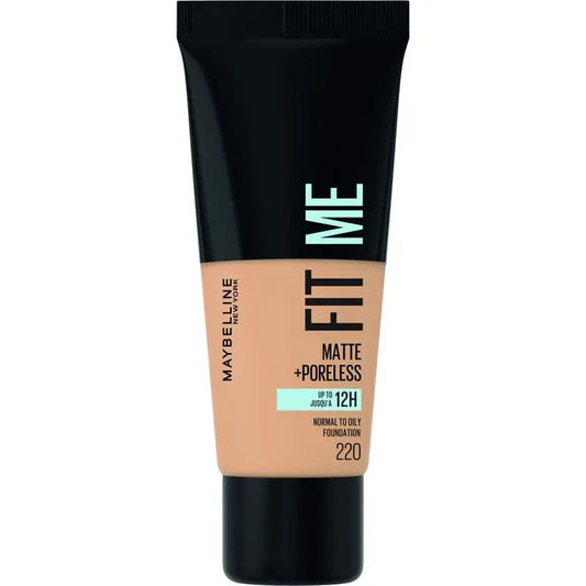 Maybelline New York Fit Me Matte & Refine Foundation Fondotinta tonalità 220 che si adatta alla tonalità e alla texture della pelle, 30ml