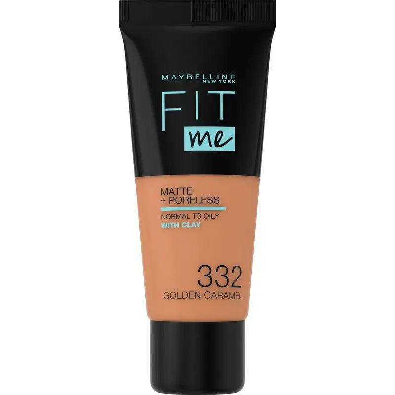 Maybelline New York Fit Me Matte & Refine Foundation Fondotinta Shade 332 Golden Caramel Calca A Tu Tono Y Textura Piel Oscuras - 30Ml