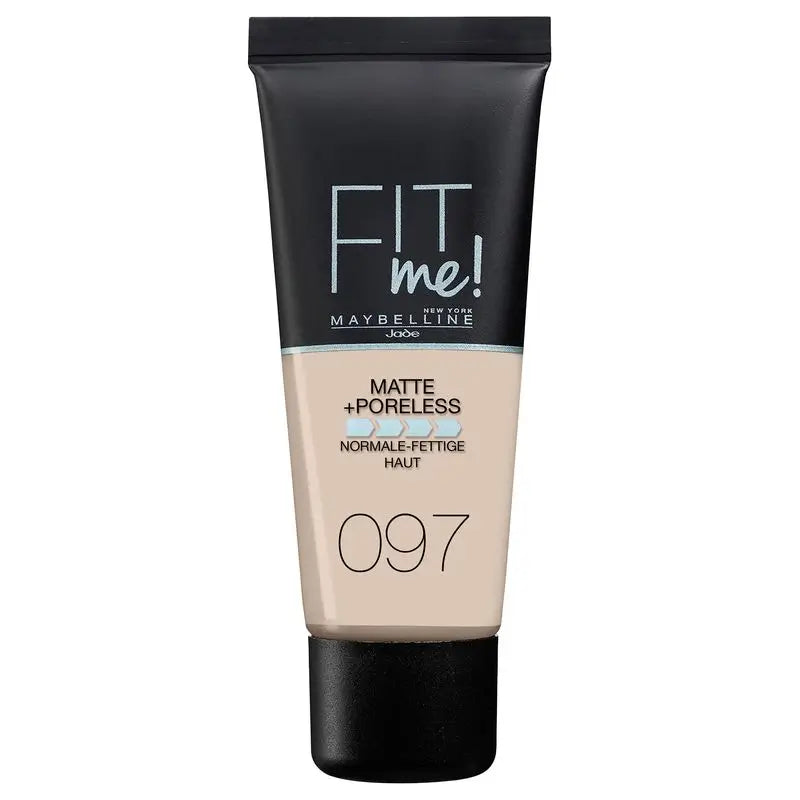 Maybelline New York Fit Me Matte & Refine Foundation Fondotinta Ombra 97 Porcellana Naturale, Texture Molto Leggera - 30Ml