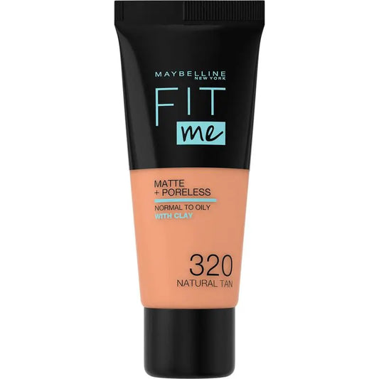 Maybelline New York Fit Me Matte And Refine Pores Shade 320 Fondotinta naturale abbronzato che si adatta al tono e alla consistenza della pelle scura - 30 ml