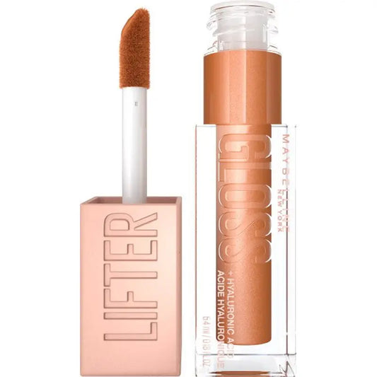 Maybelline New York Lifter Gloss Bronzed Lip Gloss, Idratazione intensa, labbra rimpolpate. Tonalità 19 Oro