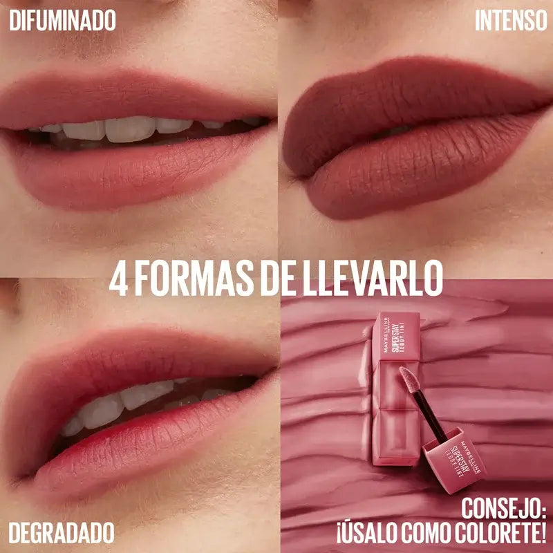 Maybelline New York Super Stay Teddy Tint Rossetto opaco, tonalità 15 Skinnydip, 5 ml