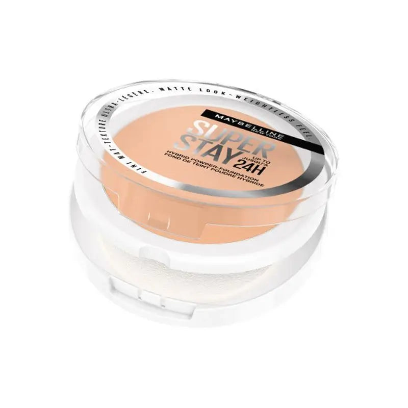 Maybelline New York Superstay Hybrid 24H Fondotinta in polvere, super coprente, super leggero, fino a 24 ore, tonalità 21