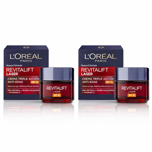 Maybelline Revitalift Laser Crema da giorno Spf25 50 Ml, confezione da 2