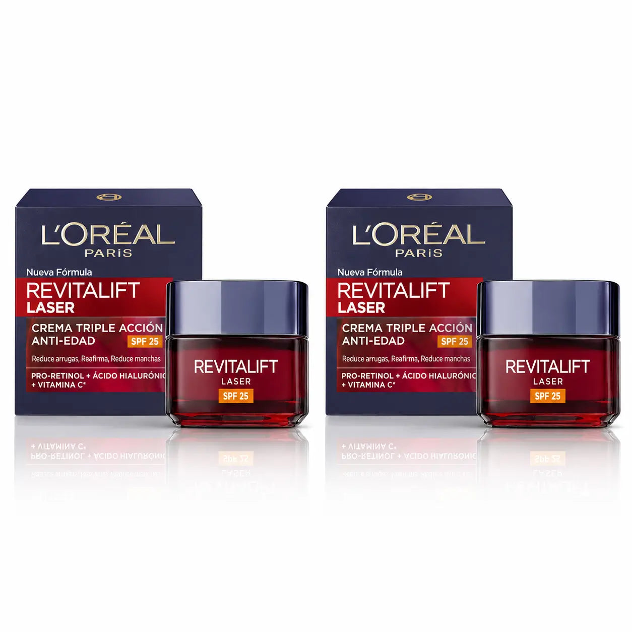 Maybelline Revitalift Laser Crema da giorno Spf25 50 Ml, confezione da 2