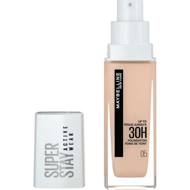 Maybelline New York Superstay Activewear 30H Fondotinta a lunga durata e alta copertura. Tonalità 05 Beige chiaro.