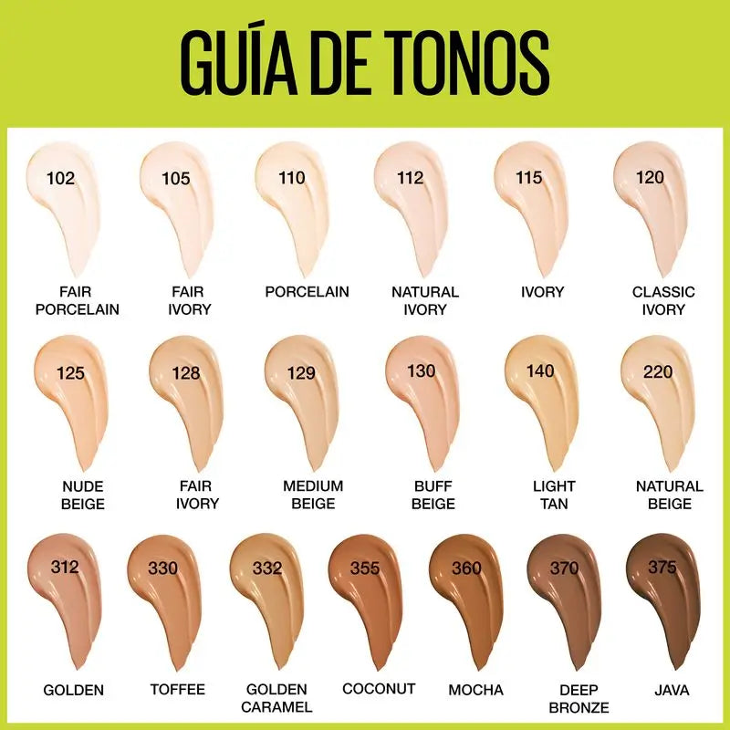 Maybelline New York Superstay Activewear 30H Fondotinta a lunga durata e alta copertura. Tonalità 05 Beige chiaro.