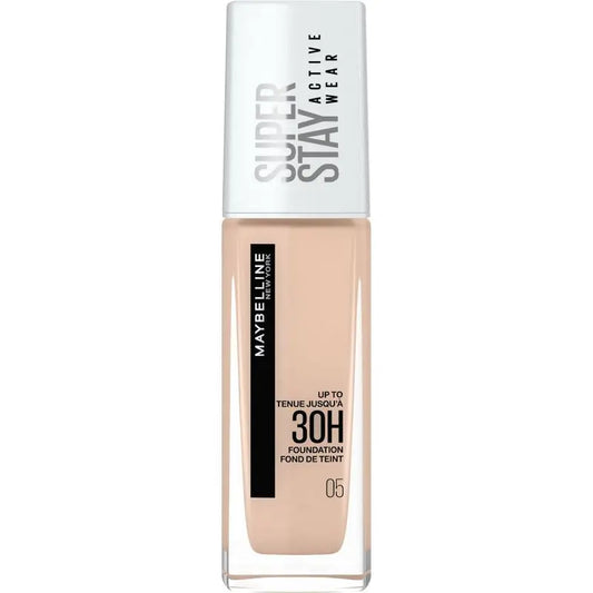 Maybelline New York Superstay Activewear 30H Fondotinta a lunga durata e alta copertura. Tonalità 05 Beige chiaro.