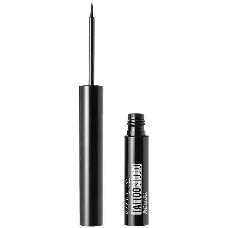 Maybelline New York Tattoo Liner Eyeliner Semi-Permanente Con Pennello Shade 710 Inked Black, Nero