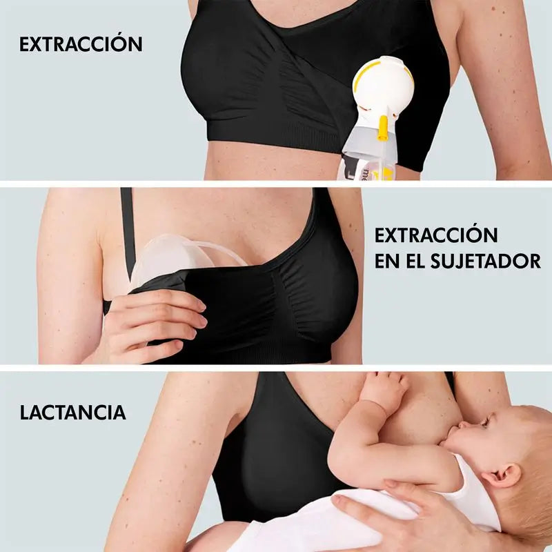 Medela Reggiseno per allattamento ed espulsione 3 in 1 nero XL, 1 pz.