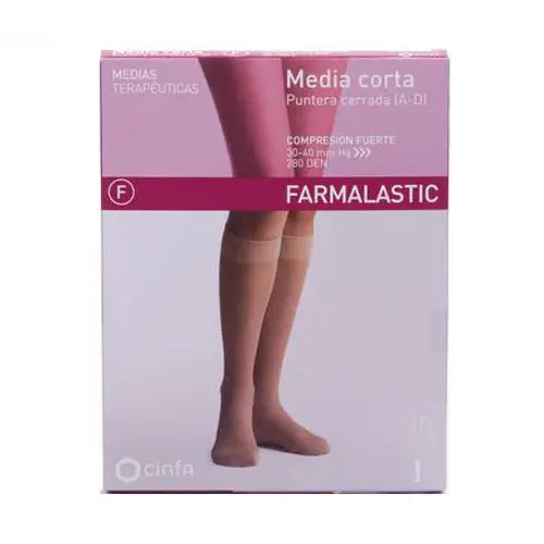 Farmalastic Short Stocking Compression Strong Closed Toe Beige, Size M, Single Unit