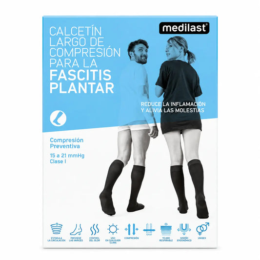 Medilast Fascite Calzini lunghi neri Taglia grande
