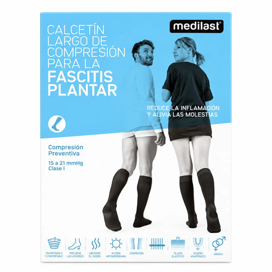 Medilast Fascite Calza lunga nera Taglia media