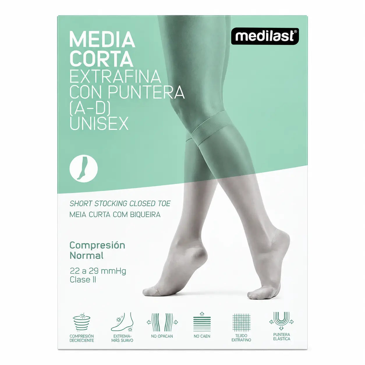 Medilast Calza corta normale con puntale Beige Small