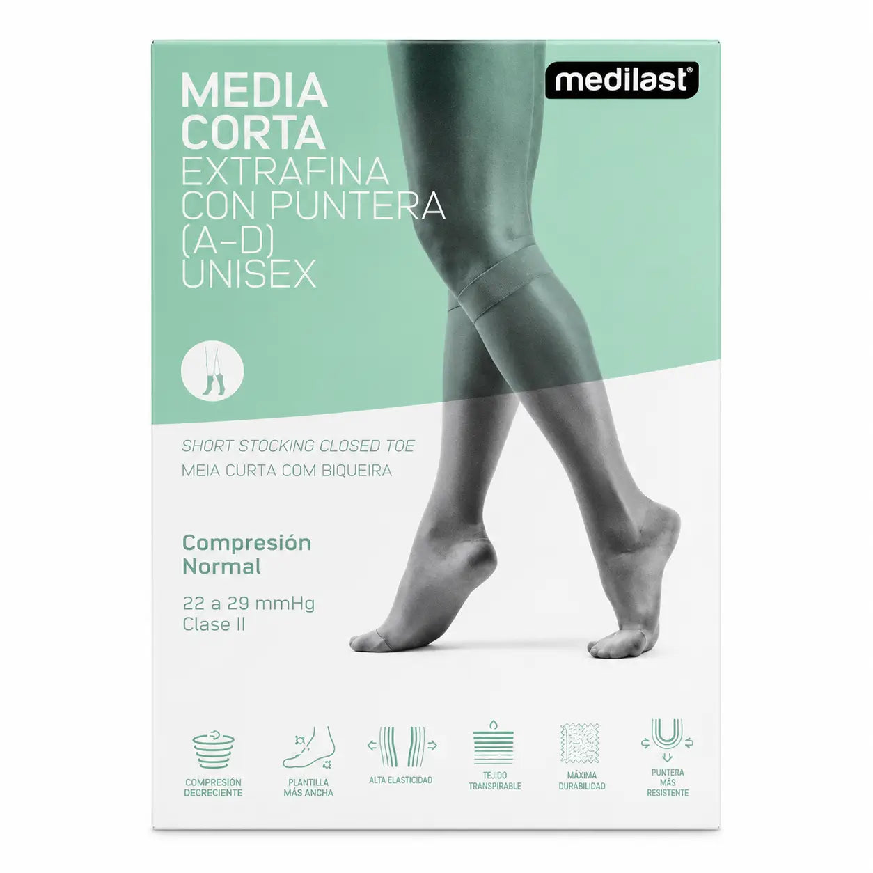 Medilast Calza corta normale con puntale nero medio