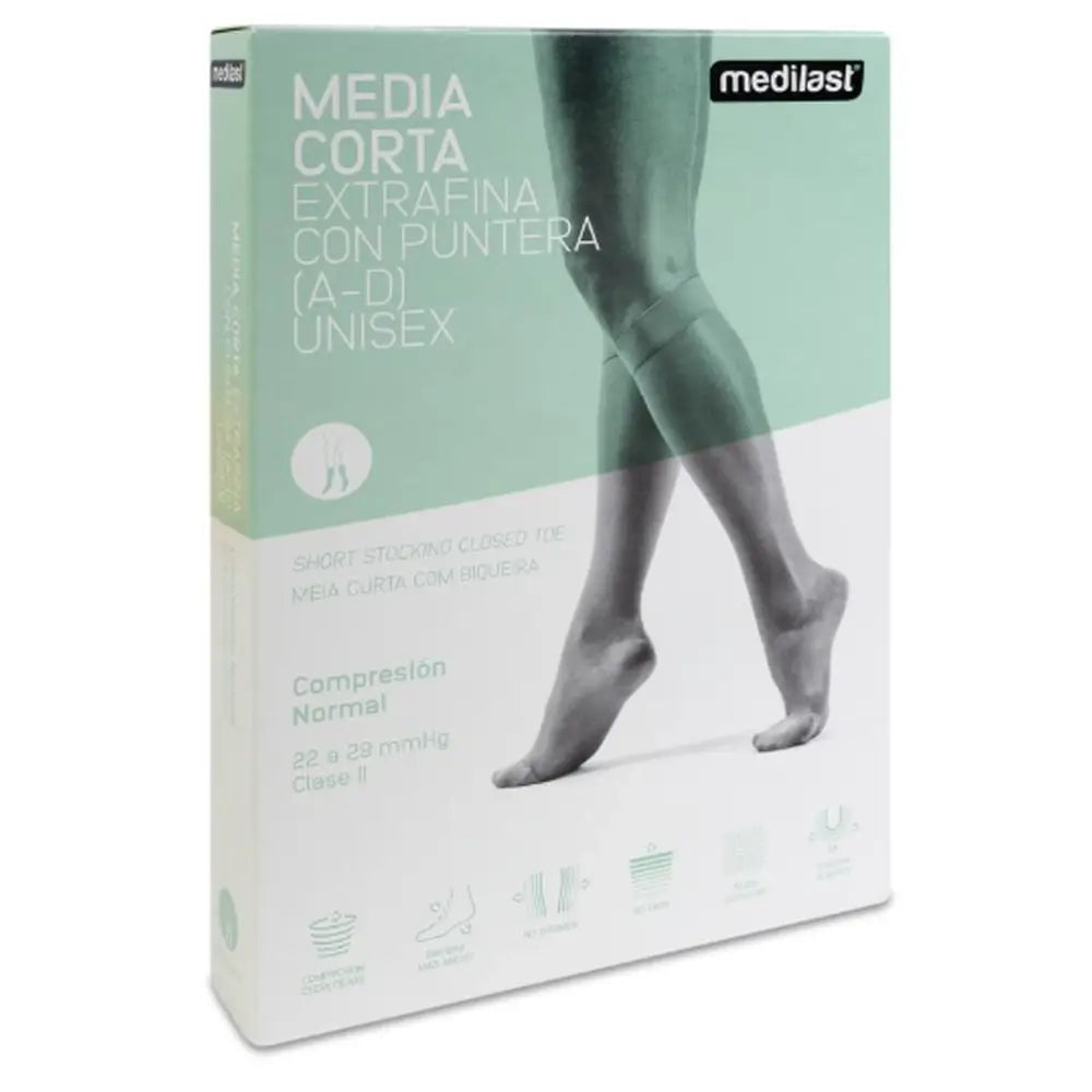 Medilast Calza corta con punta nera Small