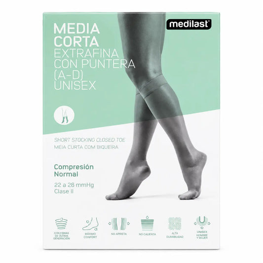 Medilast Calza corta con punta nera Small