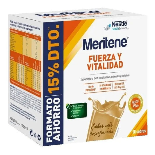 Meritene Forza e Vitalità Caffè Decaffeinato Formato Risparmio, 30 bustine