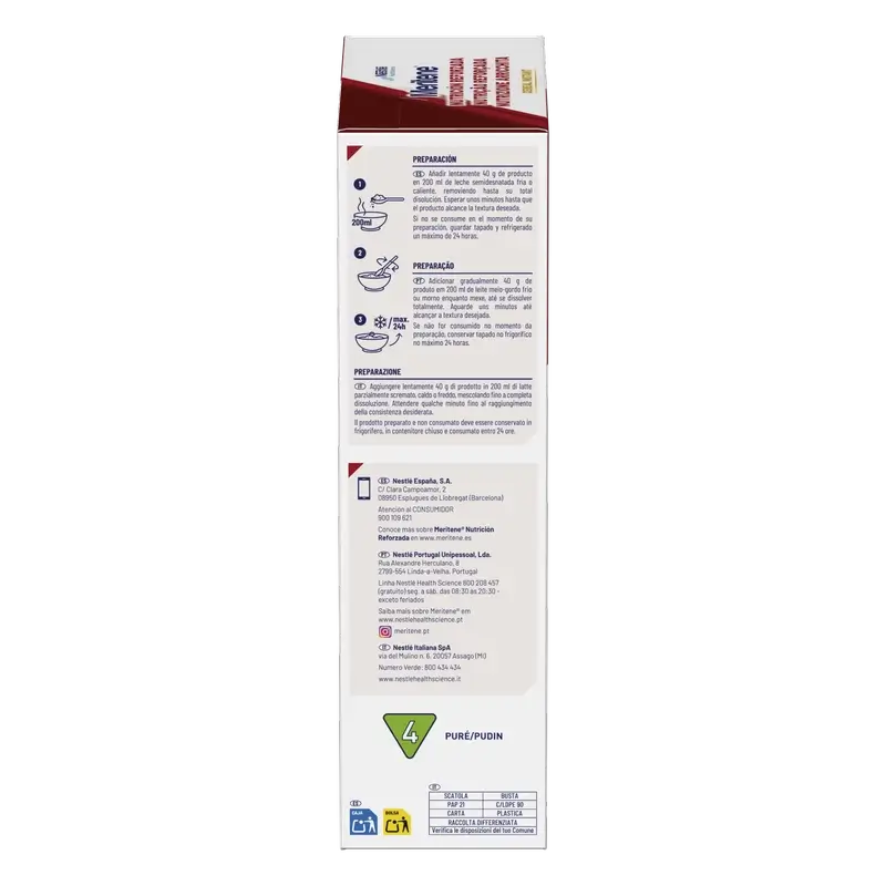 Meritene Crema istantanea di 8 cereali con miele, 520 grammi