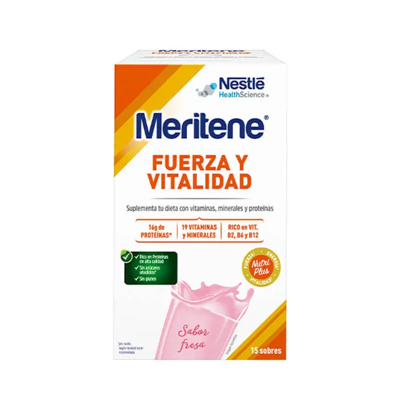 Meritene Strength and Vitality Shake Strawberry Flavour, 15 sachets x 30 g