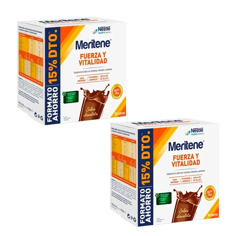Meritene Forza e Vitalità Confezione di frullati al cioccolato 2 x 30 bustine
