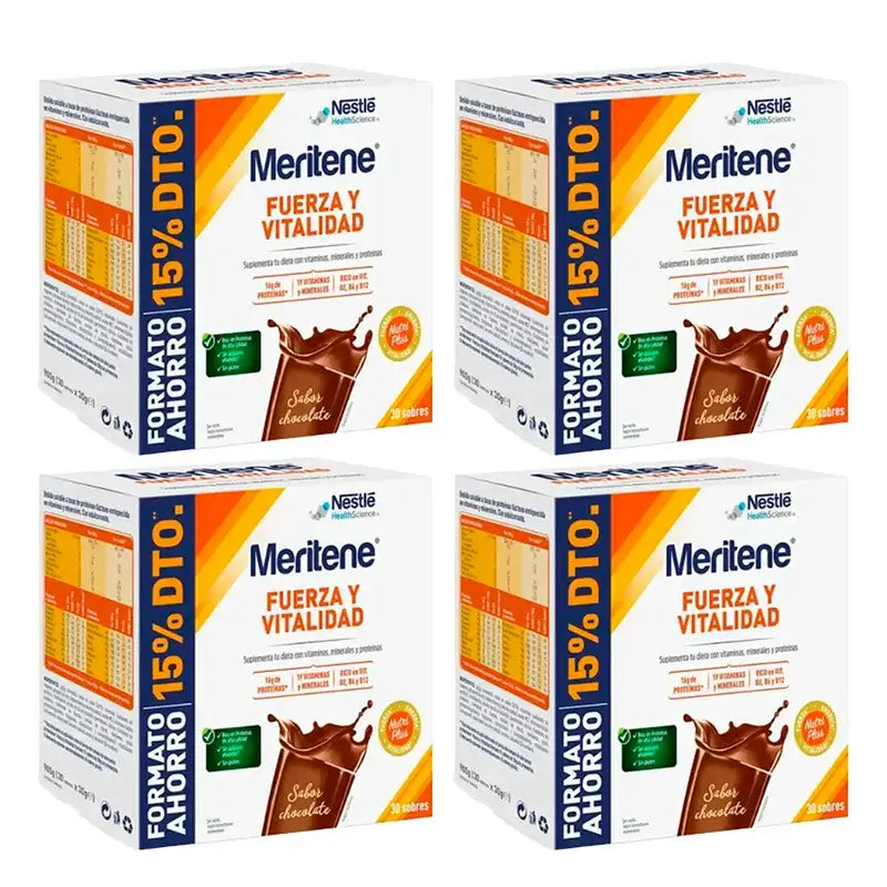 Meritene Forza e Vitalità Confezione di frullati al cioccolato 4 x 30 bustine