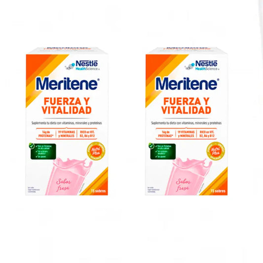 Meritene Forza e Vitalità Shake al gusto di fragola, 2 x 15 bustine da 30 grammi