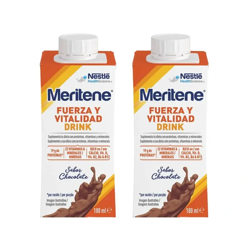 Meritene Strength & Vital Drink al cioccolato, confezione da 2 scatole, 6x180 ml