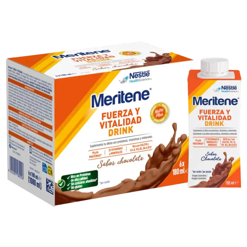 Meritene Strength & Vital Drink al cioccolato, confezione da 2 scatole, 6x180 ml
