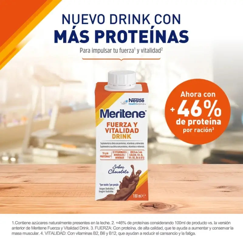 Meritene Strength & Vital Drink al cioccolato, confezione da 2 scatole, 6x180 ml