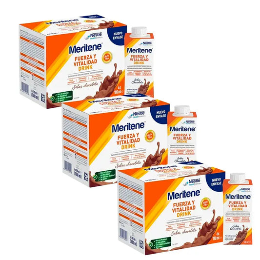 Meritene Strength & Vital Drink al cioccolato, confezione da 3 scatole 6 x 180 ml