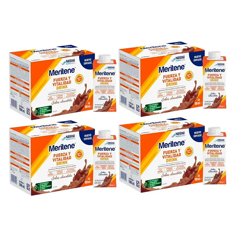 Meritene Strength & Vital Drink al cioccolato, confezione da 4 scatole 6 x 180 ml