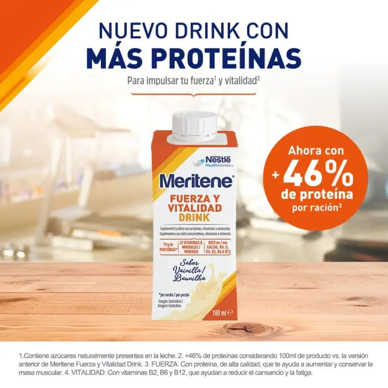 Meritene Forza e Vitalità Drink Vaniglia, Confezione da 3 scatole, 6 x 180 ml