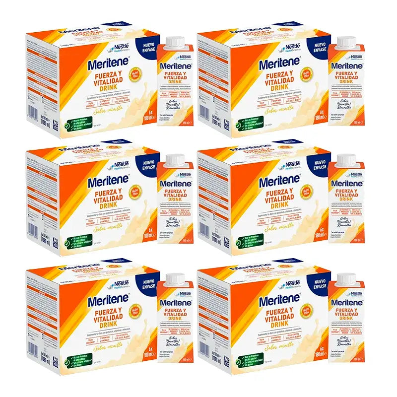 Meritene Forza e Vitalità Drink Vaniglia, Confezione 6 Scatole 6 x 180 ml