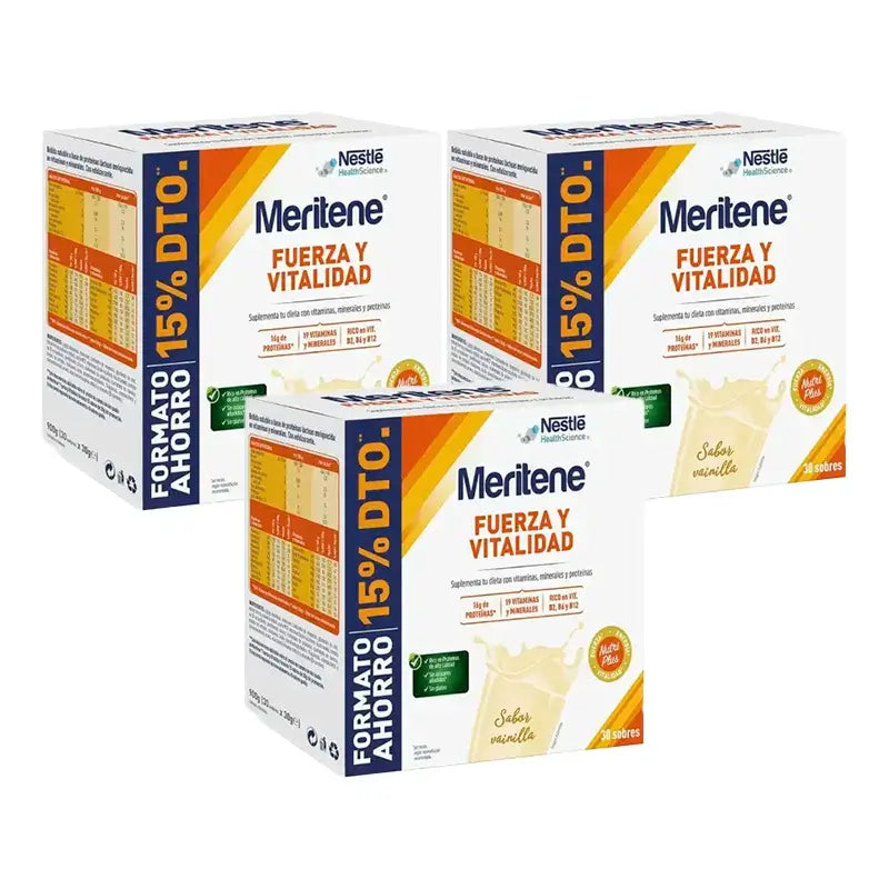 Meritene Forza e Vitalità Vaniglia Confezione risparmio 3 x 30 bustine