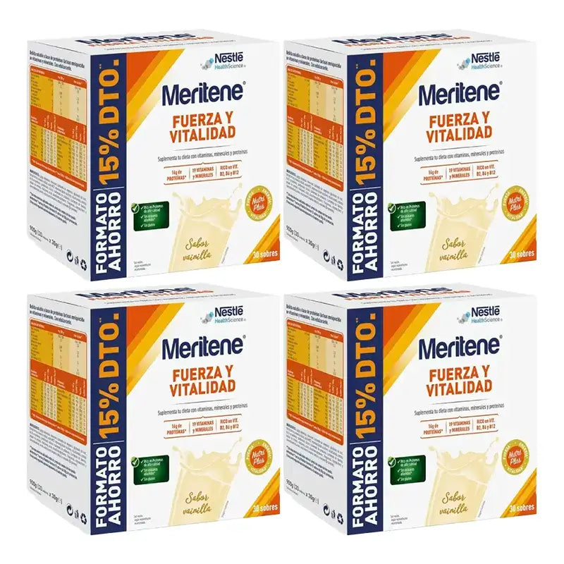 Meritene Forza e Vitalità Vaniglia Confezione risparmio 4 x 30 bustine
