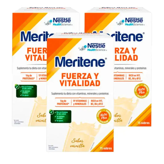 Meritene Forza e Vitalità Vaniglia, Confezione 3 x 15 bustine