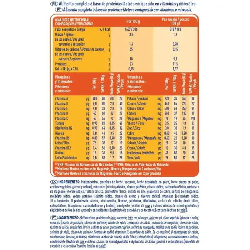 Meritene Forza e Vitalità Shake al gusto neutro, 7 bustine x 50 grammi