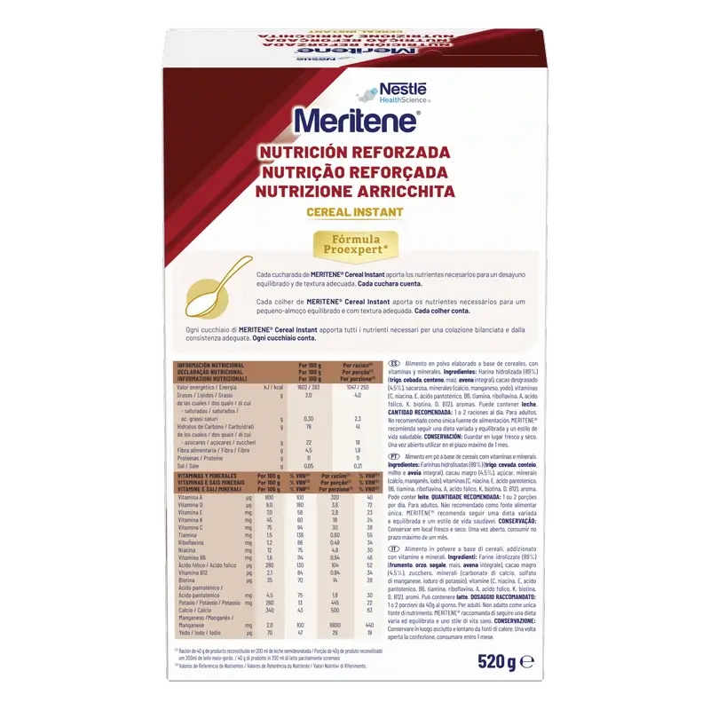 Meritene Reinforced Nutrition Cereali istantanei - Cacao , 1 bustina da 520 grammi