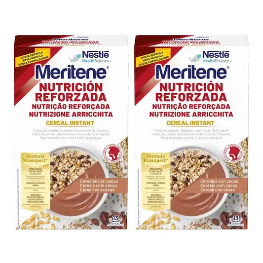Meritene Reinforced Nutrition Cereali istantanei - Cacao, confezione da 2 x 520 grammi