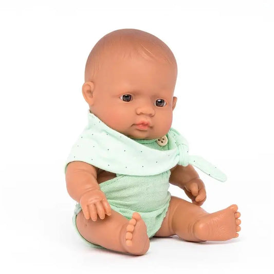 Miniland Muñeco Latino De 21 Cm Con Vestido Forest